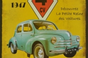 Renault 4CV Metallskilt Nice - Paris
