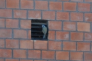Ventilasjonsluke på andre siden av veien hvor skolen er