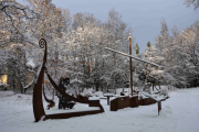 Nå er vi ved Vikingskipet nederst i hjørnet ved Botanisk hage
