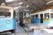 Gardeveien 15. Sporveismuseet. Her står det et monter av Moldegate 1, Oslo Sporveier bussverksted. Første busshallen stod ferdig i 1929, og ble utvidet med en ny hall i 1940 som har det store buetaket. Var vel i drift til midten av 1990 åra, og i 1998 ble alt solgt. Bilde er tatt i juli 2014