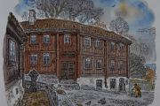 Damstredet 5. Alf Næsheim har en fin tegning av hele huset, til og med i farger