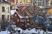 Fredensborgveien og Dops gate, året er 2024 og jeg sa at her manglet jeg et bilde. Bergfjerdingen er et boligstrøk som tidligere var en forstad, og ble innlemmet i Christiania i 1859. Navnet forekommer første gang i 1767. Den gamle småhusbebyggelsen fra 1700- og 1800-tallet i Damstredet og langs Dops gate og Fredensborgveien er bevart