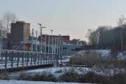 Grenseveien ved Hasle Torg  - Hovinbekken er åpnet og du har Teglverksdammen og Grensedammen rundt her også, som må utforskes senere. Bilde er tatt i januar 2021