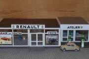 Garage Renault avec Pompes à essence BP + 4CV - Fransk bilforhandler med verksted i 1950 åra