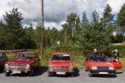 Vi tåler denne en gang til, fra venstre. Simca 1100 LS fra 1973,   Talbot Simca 1100 GLS fra 1981 og til høyre en Talbot Samba Cabriolet fra 1985