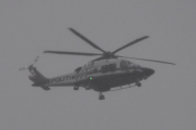 Morten mandag 1 november 2021 - LN-ORC over Høyenhall, klokken er 13.27. Det er Politiet med sin nyeste Leonardo AW169 fra 2019 som kommer i det dårlige været