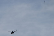 Morten 12 oktober 2025 - Robinson R44 over Høyenhall, så har vi Mr. Robinson sammen med fuglen. Dette er faktisk en skarv. Skarven har jeg ikke, men vi har noen datoer med fugl. Vi har 16 juni 2021 og 8 august 2022 og 9 oktober 2022 og 1 april 2023 og 10 mars 2024. Jeg tror vi gir oss her også nå