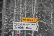 Når jeg tok dette bilde var det bare et skilt, men når jeg la det opp på siden - har vi ikke vært på Nya Skogsgården før? Her må vi lete i arkivet, stemmer det så har vi kjørt denne veien en gang før