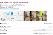 Hotellet vi skal ligge på heter Ibis Styles Paris Pigalle Montmartre og har adressen 3, Rue Frochot, 9. arrondissement – Opéra, 75009