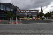 Vi passerer Stortorget og ser Hamar domkirke i bakgrunnen som er fra 1866
