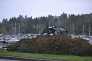 Her ser vi en skulptur med Bestumkilen i bakgrunnen