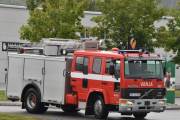 Så kommer den første brannbilen inn her, vi er jo på sikkerhet også. Det er en Volvo FL 614 4X2 Intercooler fra 1991 som vi ser her