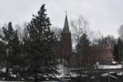 Og her ser vi Østre Aker kirke som ligger på Ulven og er i fra 1860. Spiret i toppen av kirketårnet har interessant nok årstallet 1858