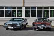 Den til venstre har vi tatt før, men alt kan gjentas. Buick Regal fra 1975 og den til høyre er en Cadillac Eldorado fra 1976. Passet fint sammen disse to bilene her og se det fine emblemet som begge har på panseret