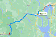 Her ser dere ruten min, kjøreturen er på litt over 2 timer, men jeg har beregnet og bruke minst 4 timer hvis alt går etter planen
