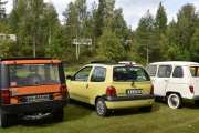 Fra venstre, Renault Rodéo og neste Renault Twingo som ikke kom til Norge og til slutt en lekker Renault 4 som er meget populær i Norge