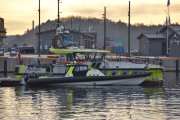 Oslo Havn. Politiets båter, den nærmeste er en Rib med navnet KLAR og er muligens fra 2018. Båten bak er VEKTEREN som er fra 2014