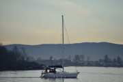 Oslo Havn. Seilbåt på fjorden, bare et stemningsbilde med Lindøya i bakgrunnen tror jeg