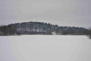 Utsikten fra gangbruen nordover utover Østensjøvannet