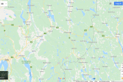 Vi følger E16 oppover og så finner vi noen snarveier på veien. Før Torsby må vi finne et sted å overnatte, kanskje på samme plassen som for 4 år siden