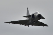 Morten 3 september 2023 - Telemark Airshow 2023, klokken er 11.28 og det Det svenske flyvåpenet kommer med Viggen som er en Saab 37 fra 1977