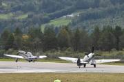Morten 3 september 2023 - Telemark Airshow 2023, klokken er 12.24 og Biltema Air Show skal ta av med sine to fly. Den ene er LN-BSP som er en Vickers Supermarine Spitfire Mk. XVI fra 1945, og den andre er LN-BMU som er en Cavalier F-51D Mustang II fra 1944. Vi vil se dem litt senere i luften