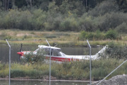 Morten 3 september 2023 - LN-NFW på Notodden flyplass, klokken er 08.34. Jeg tror det er en Reims-Cessna F172N fra 1978 som Flying Sales har kjøpt eller skal kjøpe fra Notodden og Kongsberg Flyklubb