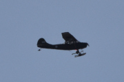 3 april 2023 - Cessna Birddog over Høyenhall over Høyenhall, det sitter to i flyet og ser du skiene?