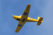 Morten 28 juli 2024 - LN-HHS besøker Høyenhall, det er Anders og Marius som kommer med sin Saab 91B-2 Safir fra 1952. Jeg har nok gått glipp av mange fly når jeg var i skogen i helgen