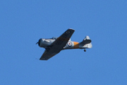 Morten 24 juni 2024 - LN-TEX besøker Høyenhall, det er Norwegian Spitfire Foundation som kommer i kjent stil med sin North American T-6G Harvard fra 1944