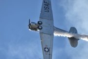 Morten 14 september 2024 - LN-PFX over Hamar flyplass. Det er Norwegian Flying Aces som kommer i velkjent stil med sin Canadian Car and Foundry T-6 Harvard Mk.4 fra 1952. Da skulle vi vel ha de fleste som var i luften, men det kommer noen til