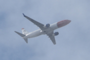 Morten søndag 1 august 2021 - LN-DYJ over Høyenhall, klokken er 15.05. Jeg må vente til den er ute av skylaget, men det er Norwegian Air Shuttle AOC som kommer med sin Boeing 737-8JP fra 2011 og helten heter Georg Brandes