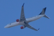 Morten 20 april 2022 - LN-RRE over Høyenhall, det er SAS Scandinavian Airlines "Star Alliance" som kommer med sitt Boeing 737-85P fra 2008 og heter Knut Viking