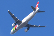 Morten 24 april 2022 - CS-TNN over Høyenhall, det er TAP - Air Portugal som kommer med sitt Airbus A320-200 som er over 19 år gammelt og heter Gil Vicente