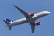 Morten 3 mai 2022 - LN-RGO over Høyenhall, det er SAS Scandinavian Airlines som kommer med sitt Airbus A320neo som er over 5 år gammelt og heter Brage Viking