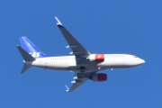 Morten 30 mars 2022 - SE-RET over Høyenhall, det er SAS Scandinavian Airlines som kommer med sitt Boeing 737-700 som er over 20 år gammelt og heter Katarina Viking