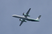 Morten 16 juli 2022 - LN-RDZ over Hvitsten, det er Widerøe som kommer med sin De Havilland Canada Dash 8-400 fra 2002
