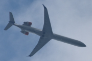 Morten 1 juli 2022 - EI-FPN over Høyenhall, klokken er 15.32. Det er SAS Scandinavian Airlines som kommer med sin Bombardier CRJ-900LR som er 5 år gammelt og heter Menja Viking