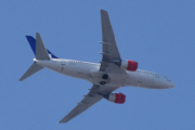 Morten 20 april 2023 - LN-RPJ over Høyenhall, det er SAS Scandinavian Airlines som kommer med sin Boeing 737-783 som er over 23 år gammelt og heter Grimhild Viking