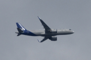 Morten 4 august 2023 - SAS Connect over Høyenhall, klokken er 09.50. Jeg ser ikke den siste bokstaven. Jeg har 83 bilder av SAS Connect nå