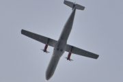 Morten 1 oktober 2023 - ES-ATG over Høyenhall, det er SAS Scandinavian Airlines som kommer med sin ATR 72-600  fra 2013 og heter Palnetoke Viking