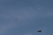 Morten 16 april 2024 - SAS over Høyenhall på kvelden, blir det siste flyet i kveld. Her fikk vi med en fugl til