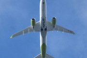 Morten 20 mai 2024 - YL-ABO over Høyenhall, dem kommer med sin Airbus A220-371 fra 2023. Den har jeg ikke tatt bilde av og alle flyene til airBaltic som jeg har tatt bilde av er Airbus A220-371