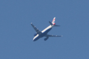 Morten 9 august 2025 - British Airways over Høyenhall, klokken er 08.30 og dem er på vei til varmere strøk. Jeg husker 9 august 2020, men dem var ikke på vei til varmere strøk