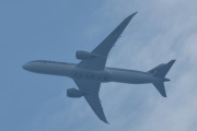 Morten 16 juli 2025 - A7-BHA over Høyenhall, klokken er 14.07 og det er Qatar Airways som kommer ut av skyene med sin Boeing 787-9 Dreamliner fra desember 2019. Den har jeg ikke registrert før, men merker meg datoen. Jeg har 25 bilder av Qatar Airways i juli