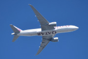 Morten 6 mai 2025 - A7-BFO over Høyenhall, det er Qatar Airways Cargo som kommer med sin Boeing 777-FDZ fra 2018. Jeg har ikke sett den i mai før, jeg tror mitt første bilde er fra 14 juni 2022