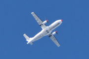 Morten 28 september 2025 - OY-RUF over Brandbu, klokken er 13.26. Nå skal jeg snart reise hjem igjen, men vil ha med meg Danish Air Transport (DAT) sin ATR 42-500 fra 1997. Jeg tok et bilde av den 14 mai 2022 over Gardermoen, og om to år så er den også en veteran