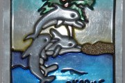 Delfin brikke til glass, 9x9 cm