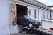 Den spola litt opp rampen, sikkert slitte dekk på BMW-en